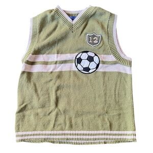 Kobe Kids Green Soccer Sweater Vest Y2K Preppy Embroidered Kids Top Size 5